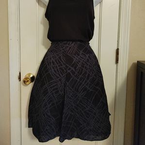 Black and blue a line linen skirt.